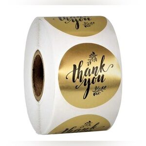 Thank you Stickers Gold - 1 Roll (500 stickers), 1 inch
